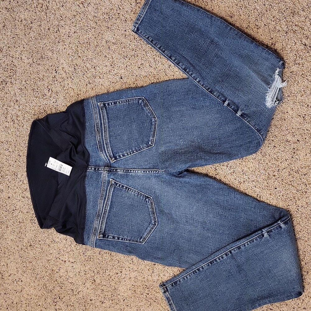 J CREW Stylish Blue Distressed Maternity Skinny Jeans - Picture 3 of 5